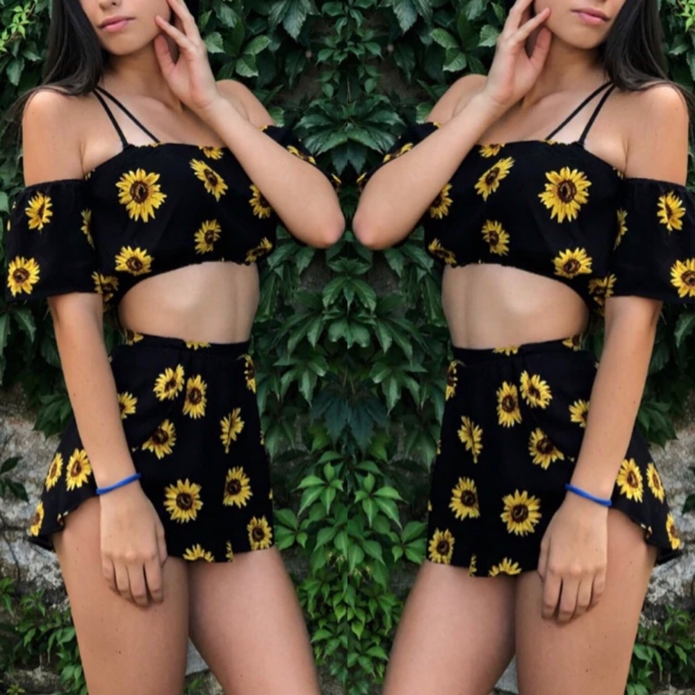 Zaful Two-Piece Crop Top and Flowy Shorts